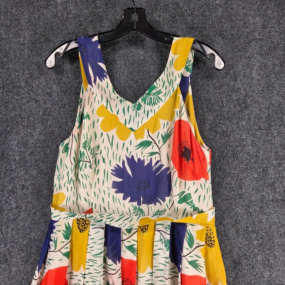 Girls from Savoy Anthropologie Silk Floral Poppy Fit and Flare Dress Size 10 - Picture 4 of 16